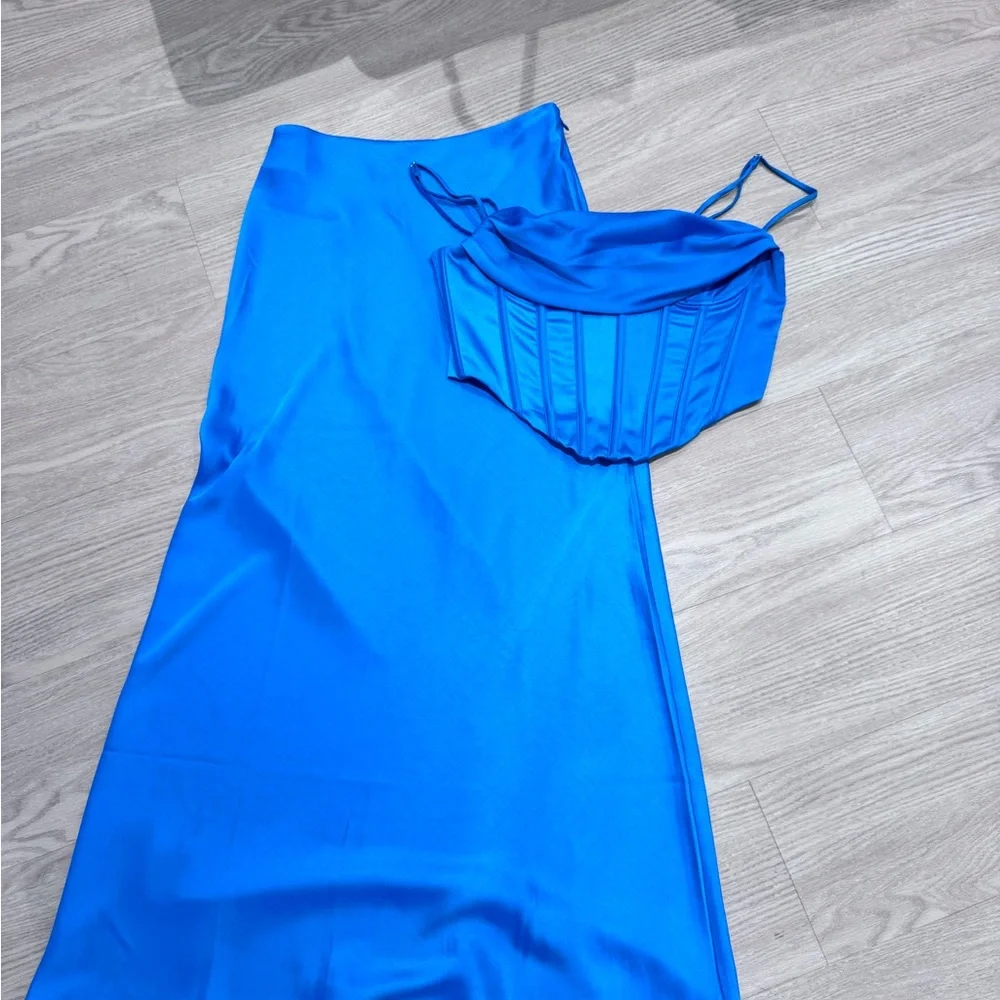 Meshki Royal Blue Satin Ensemble - Picture 1 of 9